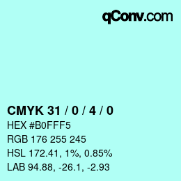 カラーコード: CMYK 31 / 0 / 4 / 0 | qconv.com