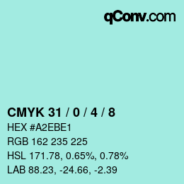 颜色代码: CMYK 31 / 0 / 4 / 8 | qconv.com