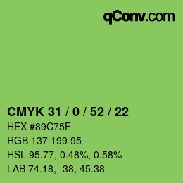 Color code: CMYK 31 / 0 / 52 / 22 | qconv.com