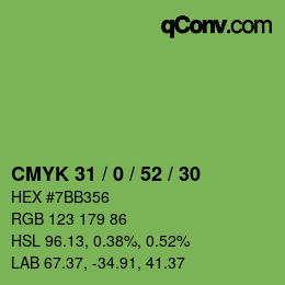 Farbcode: CMYK 31 / 0 / 52 / 30 | qconv.com