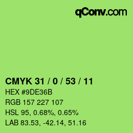 カラーコード: CMYK 31 / 0 / 53 / 11 | qconv.com