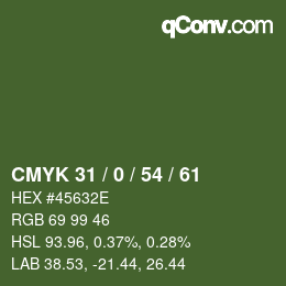 Color code: CMYK 31 / 0 / 54 / 61 | qconv.com