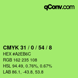 Color code: CMYK 31 / 0 / 54 / 8 | qconv.com
