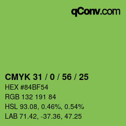 Color code: CMYK 31 / 0 / 56 / 25 | qconv.com