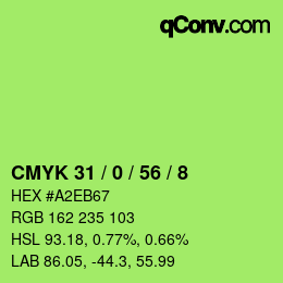 Color code: CMYK 31 / 0 / 56 / 8 | qconv.com