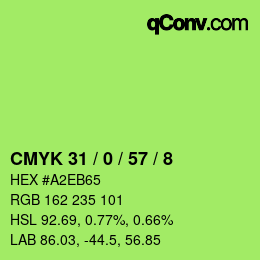 Color code: CMYK 31 / 0 / 57 / 8 | qconv.com