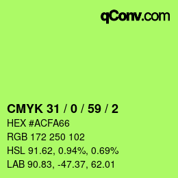 Farbcode: CMYK 31 / 0 / 59 / 2 | qconv.com