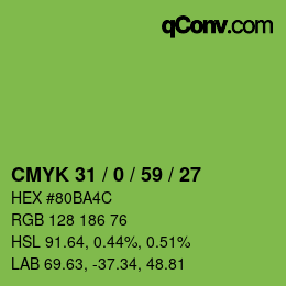 颜色代码: CMYK 31 / 0 / 59 / 27 | qconv.com