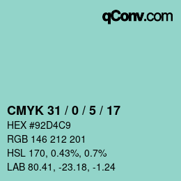Color code: CMYK 31 / 0 / 5 / 17 | qconv.com
