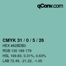 Color code: CMYK 31 / 0 / 5 / 26 | qconv.com
