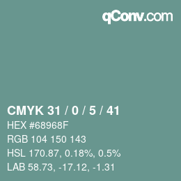 Color code: CMYK 31 / 0 / 5 / 41 | qconv.com