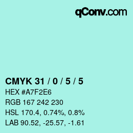Color code: CMYK 31 / 0 / 5 / 5 | qconv.com