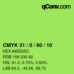 カラーコード: CMYK 31 / 0 / 60 / 10 | qconv.com