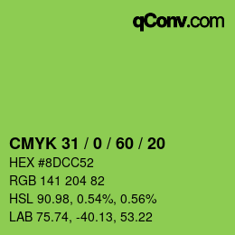 Color code: CMYK 31 / 0 / 60 / 20 | qconv.com