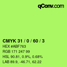 Color code: CMYK 31 / 0 / 60 / 3 | qconv.com