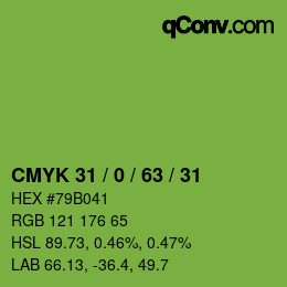 Color code: CMYK 31 / 0 / 63 / 31 | qconv.com
