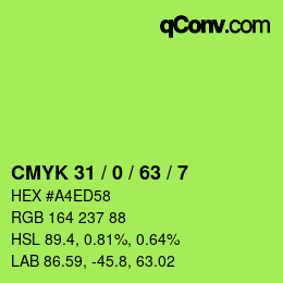 Color code: CMYK 31 / 0 / 63 / 7 | qconv.com