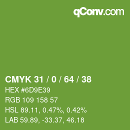 カラーコード: CMYK 31 / 0 / 64 / 38 | qconv.com