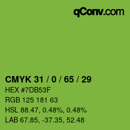 カラーコード: CMYK 31 / 0 / 65 / 29 | qconv.com