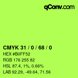 Color code: CMYK 31 / 0 / 68 / 0 | qconv.com