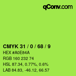Farbcode: CMYK 31 / 0 / 68 / 9 | qconv.com