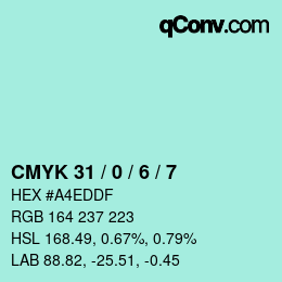 カラーコード: CMYK 31 / 0 / 6 / 7 | qconv.com