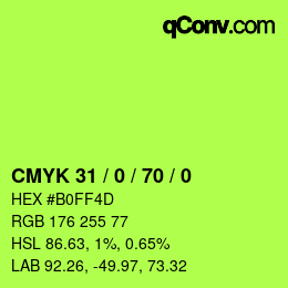 颜色代码: CMYK 31 / 0 / 70 / 0 | qconv.com