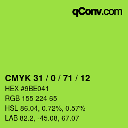 颜色代码: CMYK 31 / 0 / 71 / 12 | qconv.com