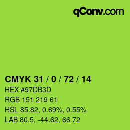 カラーコード: CMYK 31 / 0 / 72 / 14 | qconv.com