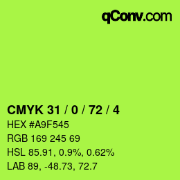 Color code: CMYK 31 / 0 / 72 / 4 | qconv.com