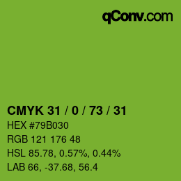 Color code: CMYK 31 / 0 / 73 / 31 | qconv.com