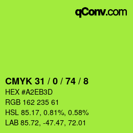 カラーコード: CMYK 31 / 0 / 74 / 8 | qconv.com