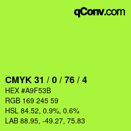 颜色代码: CMYK 31 / 0 / 76 / 4 | qconv.com