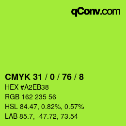 カラーコード: CMYK 31 / 0 / 76 / 8 | qconv.com
