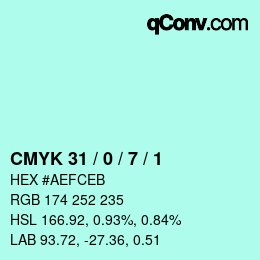 カラーコード: CMYK 31 / 0 / 7 / 1 | qconv.com