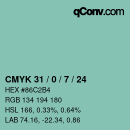 カラーコード: CMYK 31 / 0 / 7 / 24 | qconv.com