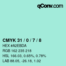カラーコード: CMYK 31 / 0 / 7 / 8 | qconv.com