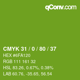 Color code: CMYK 31 / 0 / 80 / 37 | qconv.com