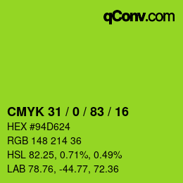 Color code: CMYK 31 / 0 / 83 / 16 | qconv.com