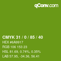 Color code: CMYK 31 / 0 / 85 / 40 | qconv.com