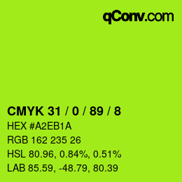 Color code: CMYK 31 / 0 / 89 / 8 | qconv.com