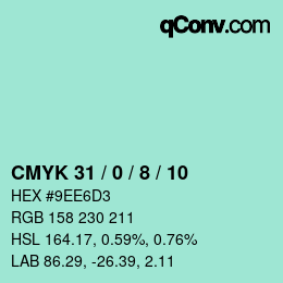 Color code: CMYK 31 / 0 / 8 / 10 | qconv.com