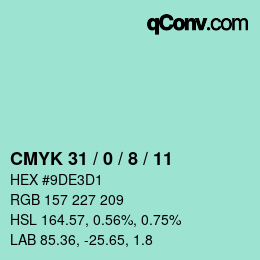 Color code: CMYK 31 / 0 / 8 / 11 | qconv.com