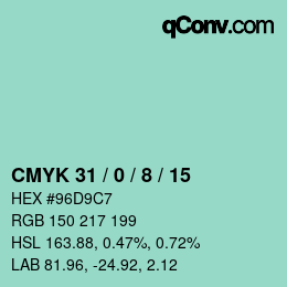 Color code: CMYK 31 / 0 / 8 / 15 | qconv.com