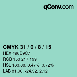 カラーコード: CMYK 31 / 0 / 8 / 15 | qconv.com