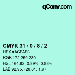 カラーコード: CMYK 31 / 0 / 8 / 2 | qconv.com
