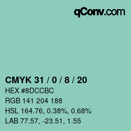 Color code: CMYK 31 / 0 / 8 / 20 | qconv.com