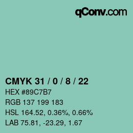 Color code: CMYK 31 / 0 / 8 / 22 | qconv.com