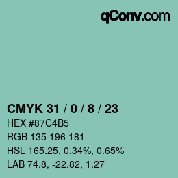 Color code: CMYK 31 / 0 / 8 / 23 | qconv.com