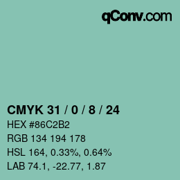 Color code: CMYK 31 / 0 / 8 / 24 | qconv.com